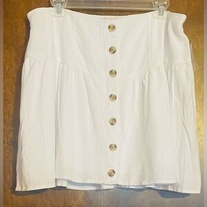 High Rise Button Front Flounce Mini White Skirt Juniors XXL